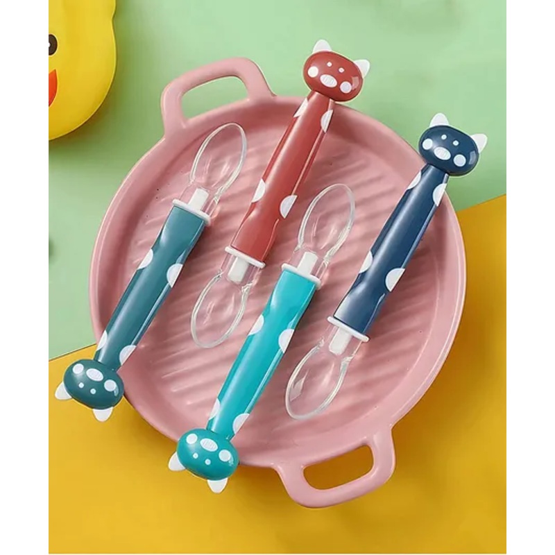 Baby Miniature Free Cartoon Silicone Spoon Tableware Feeding Cutlery Set Training Spoon Silicone Spoon Set for Kids–Pack of 1-Color May Vary