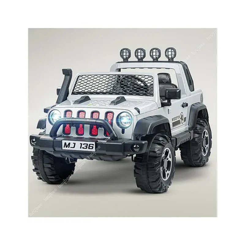 Baybee Atom Rechargeable Battery Operated Jeep for Kids, Ride on Toy Kids Car with Bluetooth, Music & Light Electric Jeep Car for Kids (White)