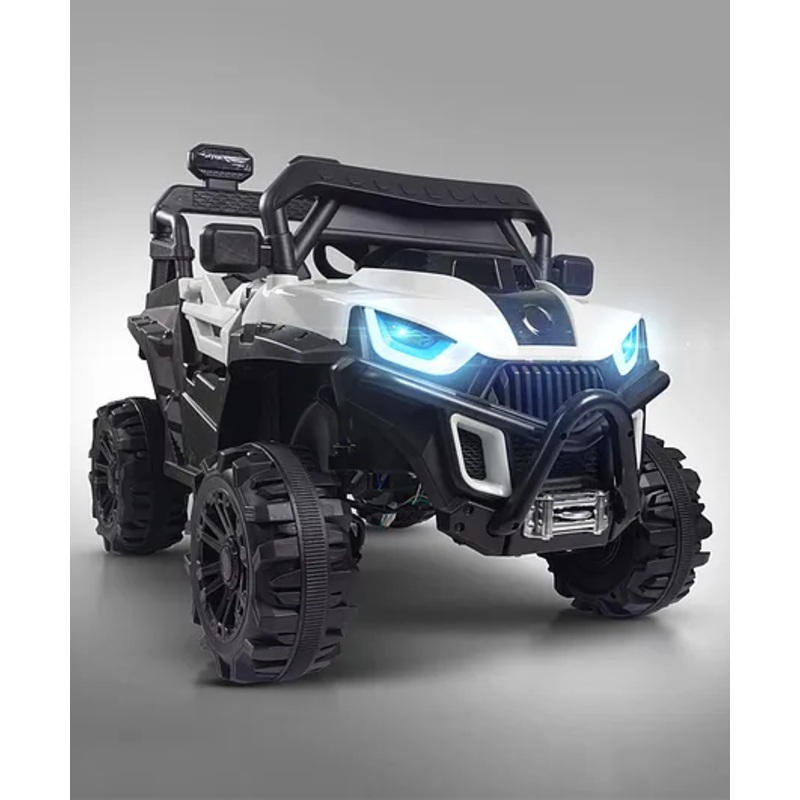 Baybee Roger Electric Rechargeable Battery Operated Jeep Car for Kids with LED Light Remote Control & Music -White