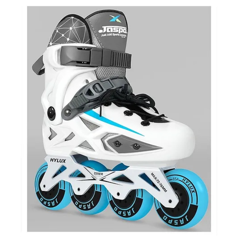 JASPO Hylux Inline Skating Shoes for Men & Women, Soft Padding, Hard Shell, Aluminium Frame, 80mm Wheels, ABEC-7 Bearings | 4-Wheel Skating Shoes