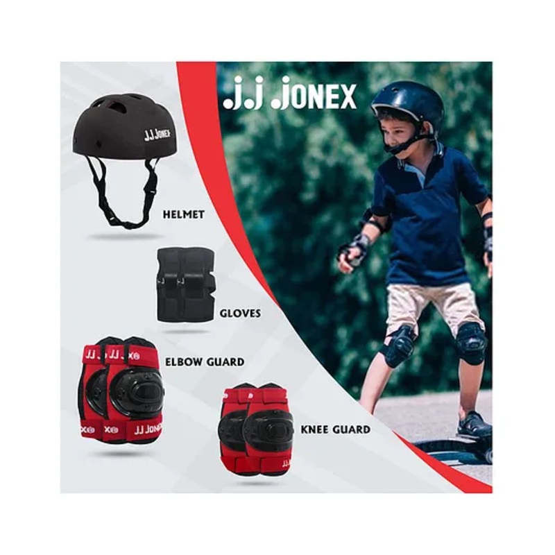 JJ Jonex Skating Protection Set Of 4 Large Size – Red Black