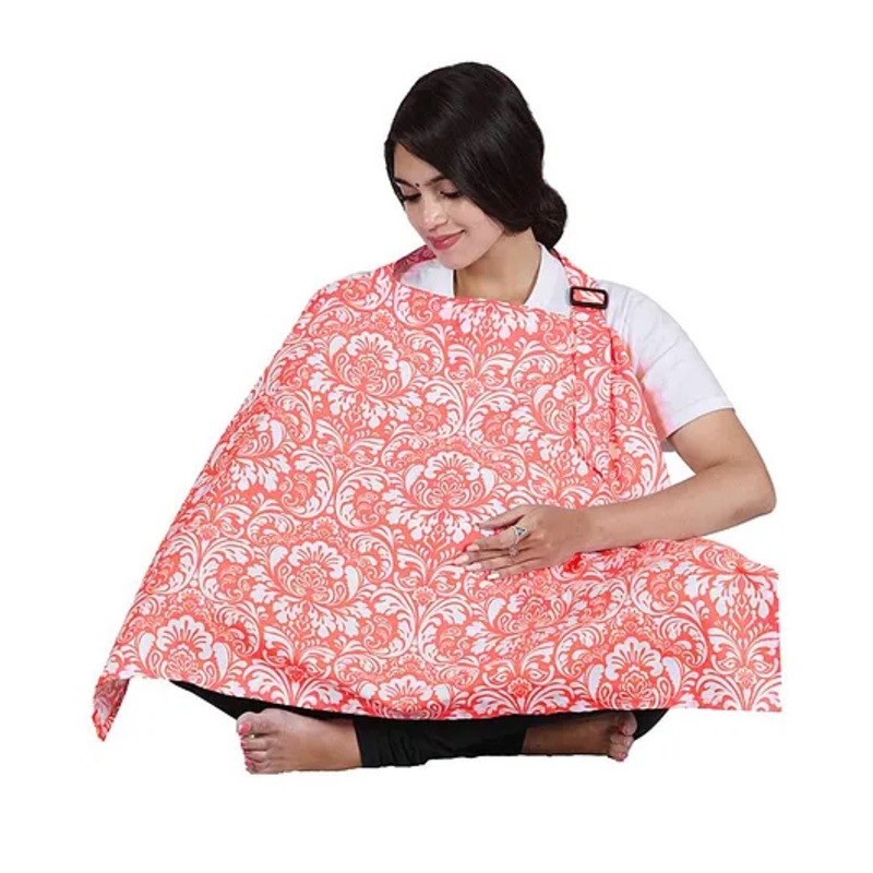 Lulamom Nursing Cover with Adjustable Strap Rose Print – Pink