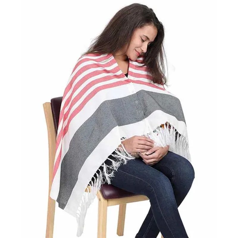 Lulamom Striped Nursing Shawl – Red