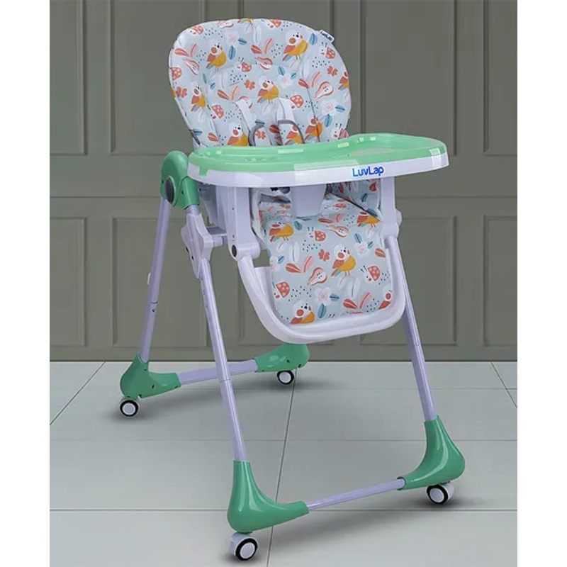 LuvLap Royal High Chair, EN 71 Certified, 3 Recline Positions, 7 Height Adjustments, Adjustable Footrest, for 6 Months+, Light Green
