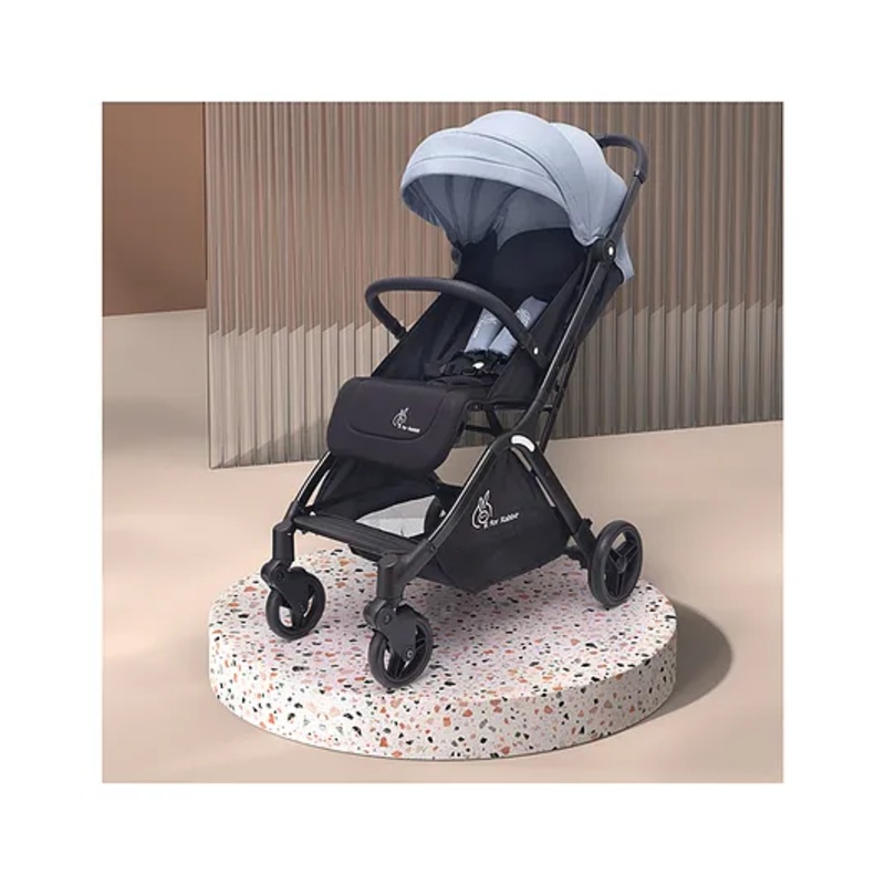 R for Rabbit Street Smart Ace Auto Fold Stylish Newborn Baby Stroller| Aluminum Frame Pram with One Click Fold |Travel Friendly Cabin Trolley Stroller for 0-3 Years Kids||(Blue Black)