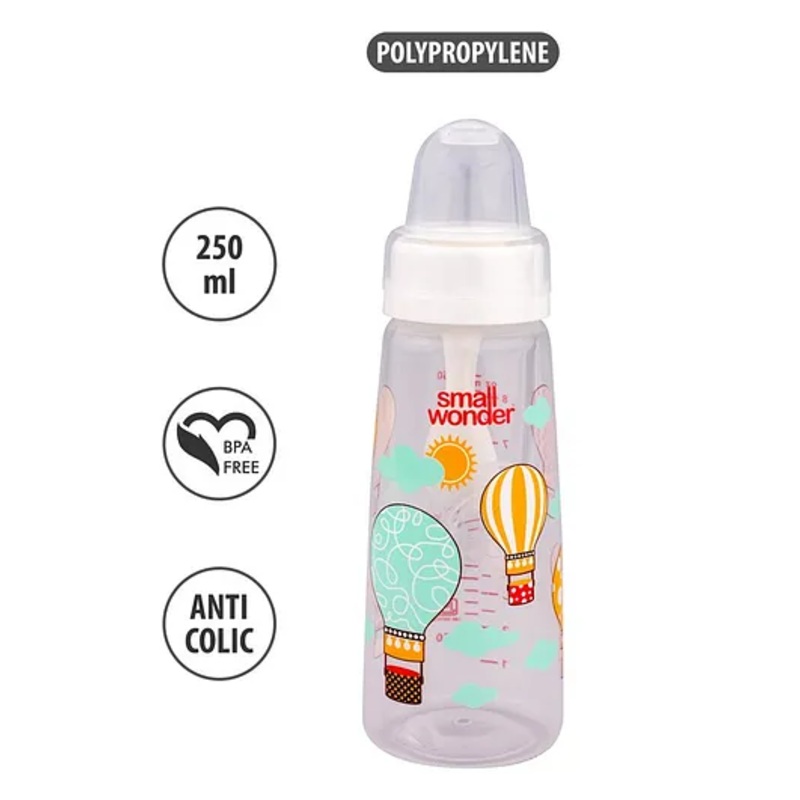 Small Wonder Polypropylene Natural Feeding Bottle Parachute Print White – 250 ml