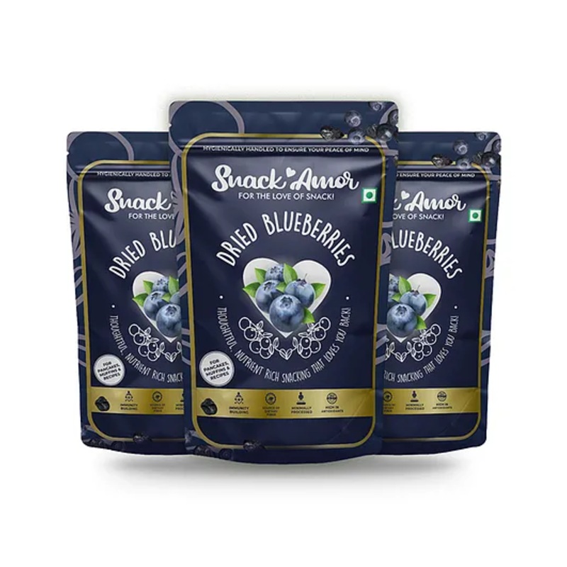 SnackAmor Premium International Dried Blueberry – 100 gm Pack of 3
