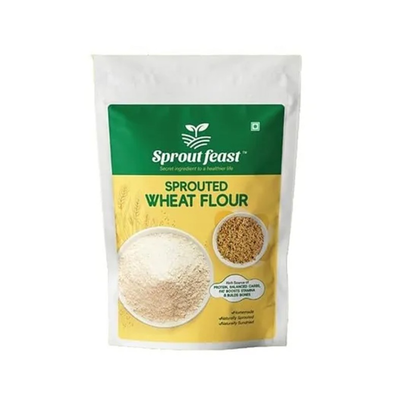 Sprout Feast Sprouted Whole Wheat Flour 900 g|High Protein & Fibre|Balanced Carbs|Homemade|Naturally Sun Dried