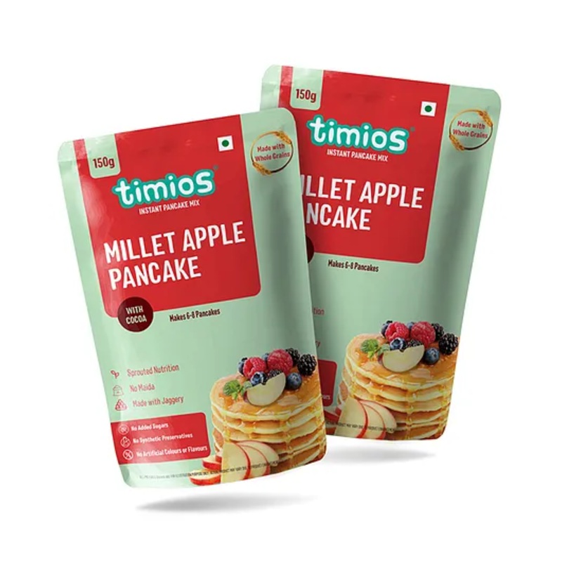 timios Multigrain No Maida Organic Apple Millet Instant Pancake with Cocoa Sweetened with Jaggery – 150 g Each
