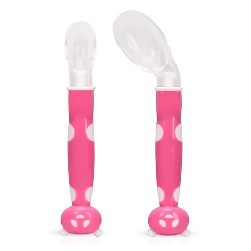 Adore ACE Flexi Silicone Feeding Spoon Set- Pack of 2- Pink
