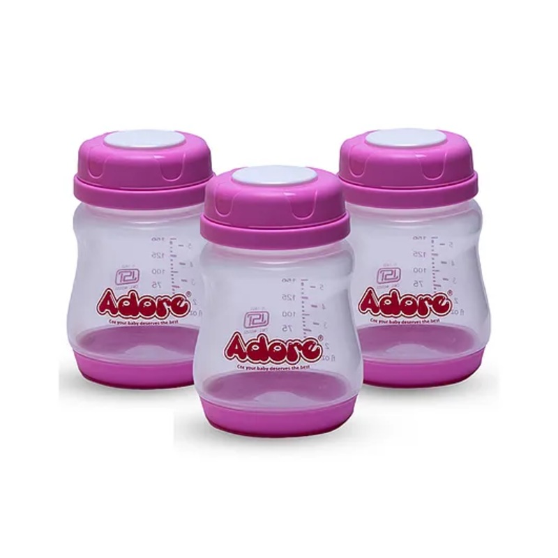 Adore Advanced Ahoy Breast Milk Storage Bottles 150ml Each Capacity- Pink-Pack of 3