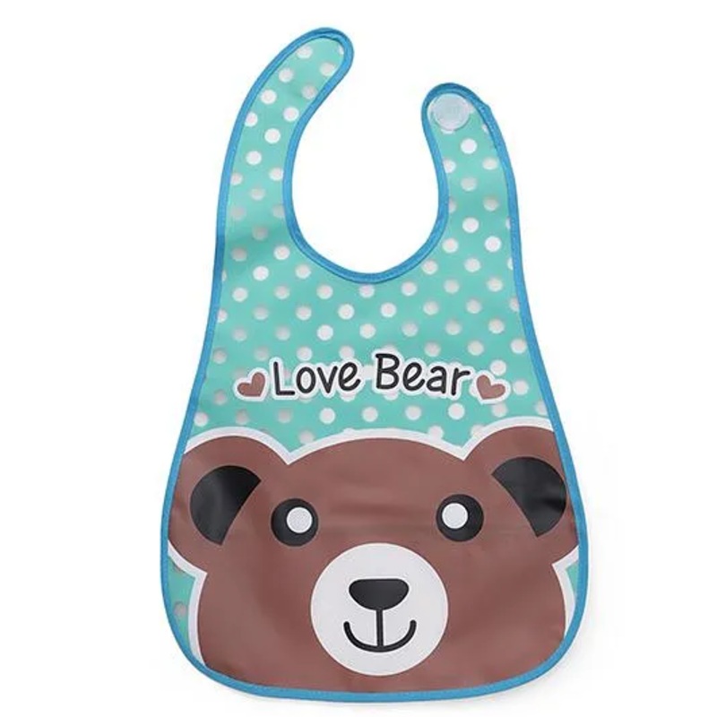 Babyhug Bib   Waterproof Bear Print – Aqua