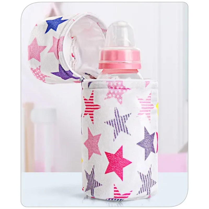 Babyhug Feeding Bottle Cover with Zip Star Print Pink – 330 ml