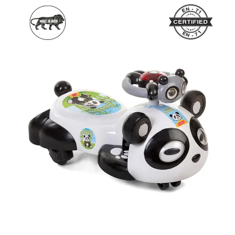 Babyhug Panda Gyro-Swing Car With Steering Wheel – Black & White