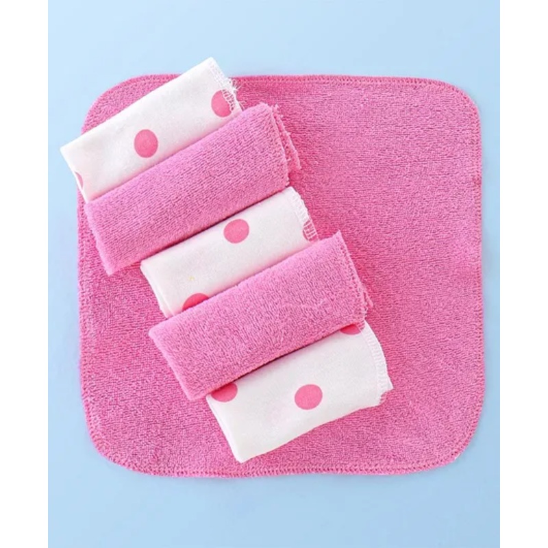 Babyhug Terry Knit Wash Cloth Pack of 6- Multicolour