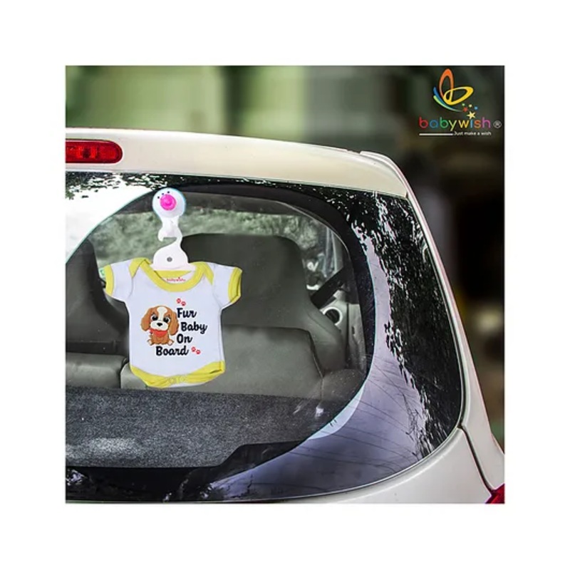 Babywish Baby on Board Car Decals Cloth Safety Sign Board Come with One Hanger & One Large Vaccum Suction Cups – Yellow