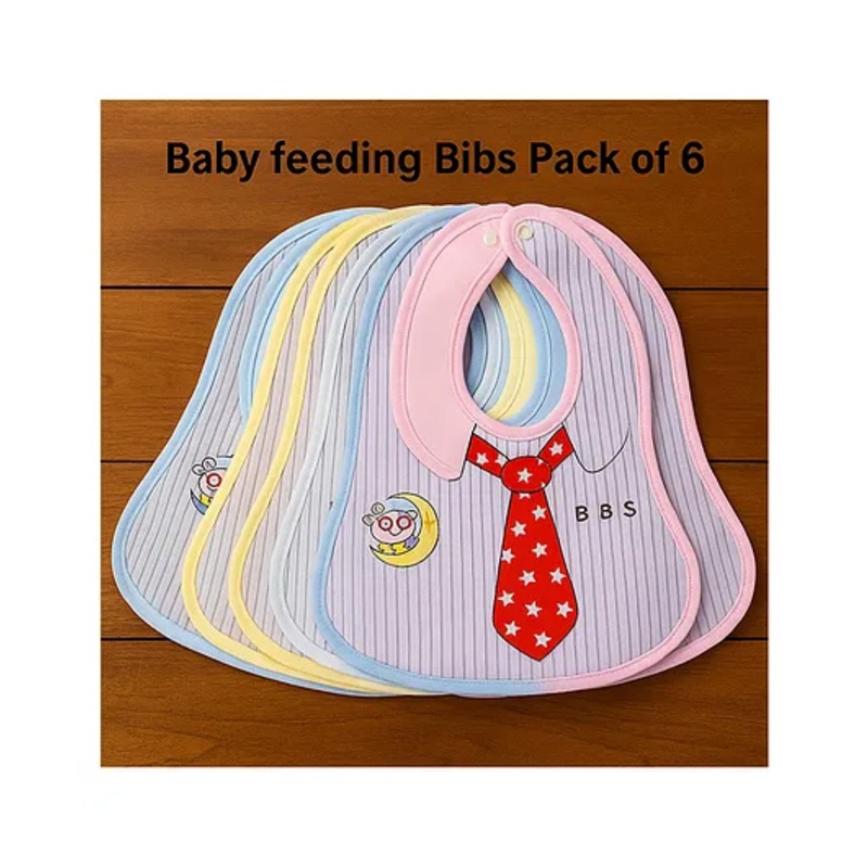 Badal Kidz Adorable Baby Bib With Tie Design – Waterproof, Soft & Easy to Clean (Set of 6)