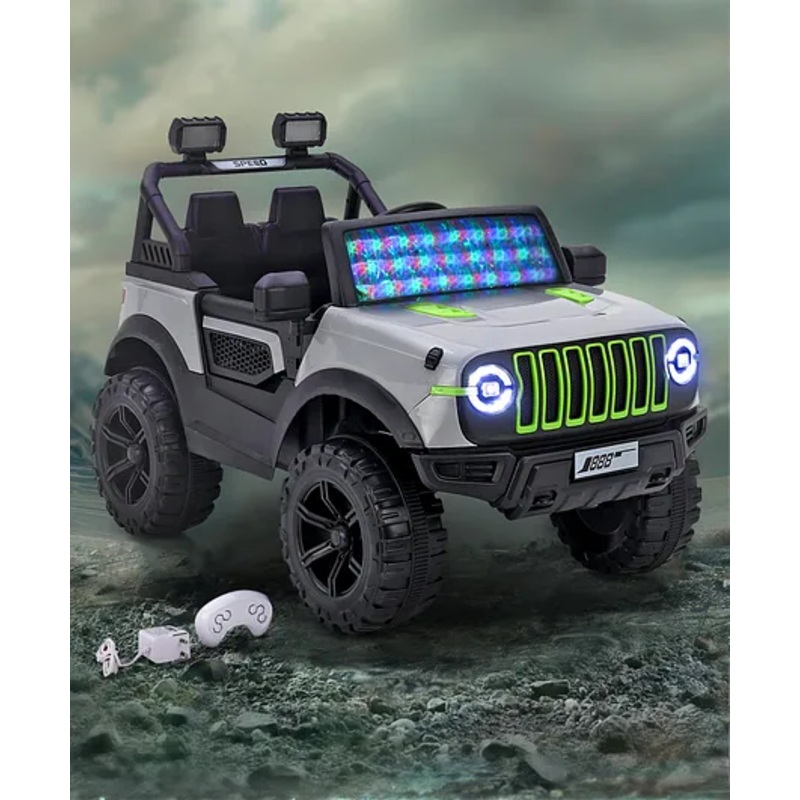 Battery Operated Ride On Jeep With Music Light & Remote – Grey