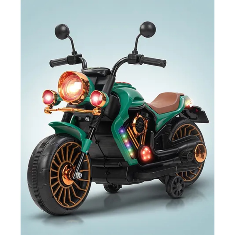 Baybee Chopper Baby Electric Bike for Kids | Rechargeable Kids Bike with LED Lights, USB & Music | Big Battery Operated Bikes | Ride on Toy Gadi for Kids (Green)