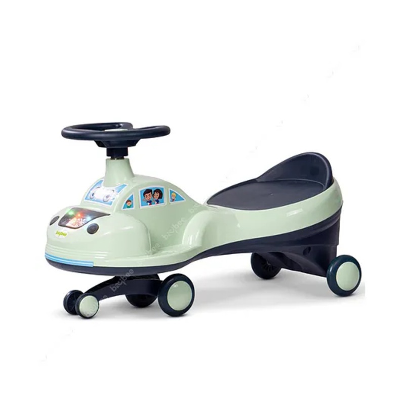 Baybee Flare Kids Ride on Magic Swing Cars for Kids Baby car with Flashing LED Lights Music & PP Wheels – Light Green