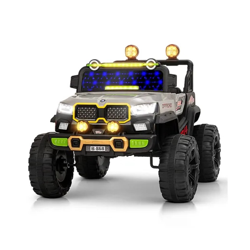 Baybee Rygon Battery Operated Jeep for Kids with RGB Windshield Light, USB, Bluetooth & Music | Baby Big Ride on Battery Car | Electric Jeep Car for Kids (Grey)