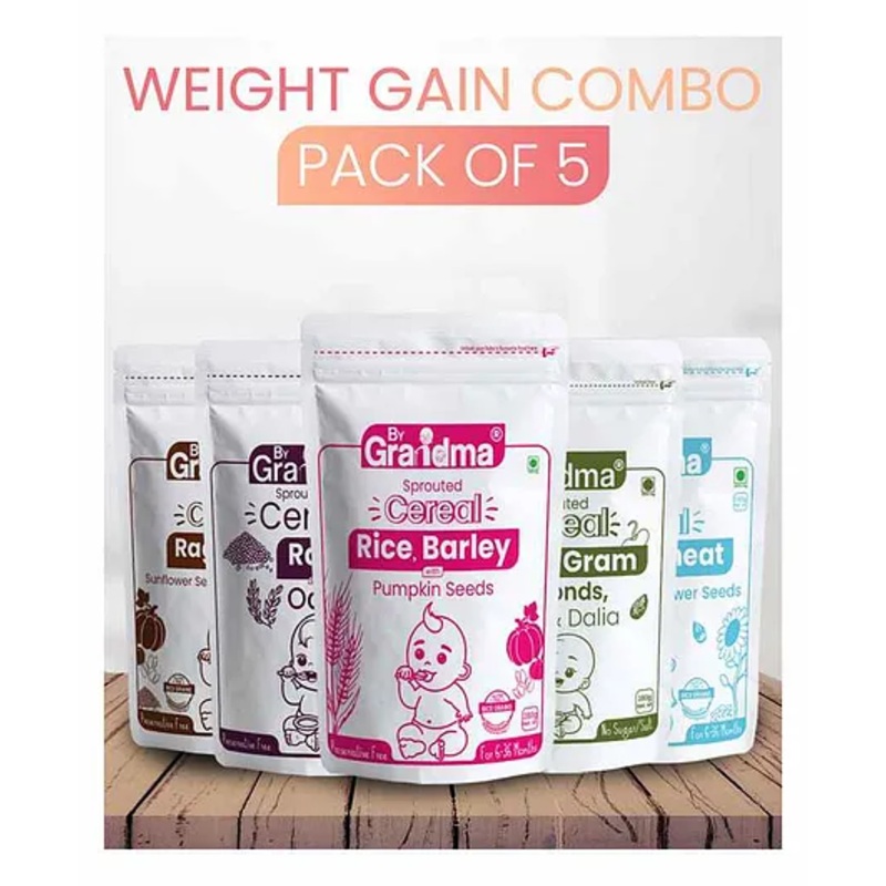 ByGrandma Combo 5-Pack Baby Porridge Mix, Healthy Weight Gain Foods, 12M+, 1400g