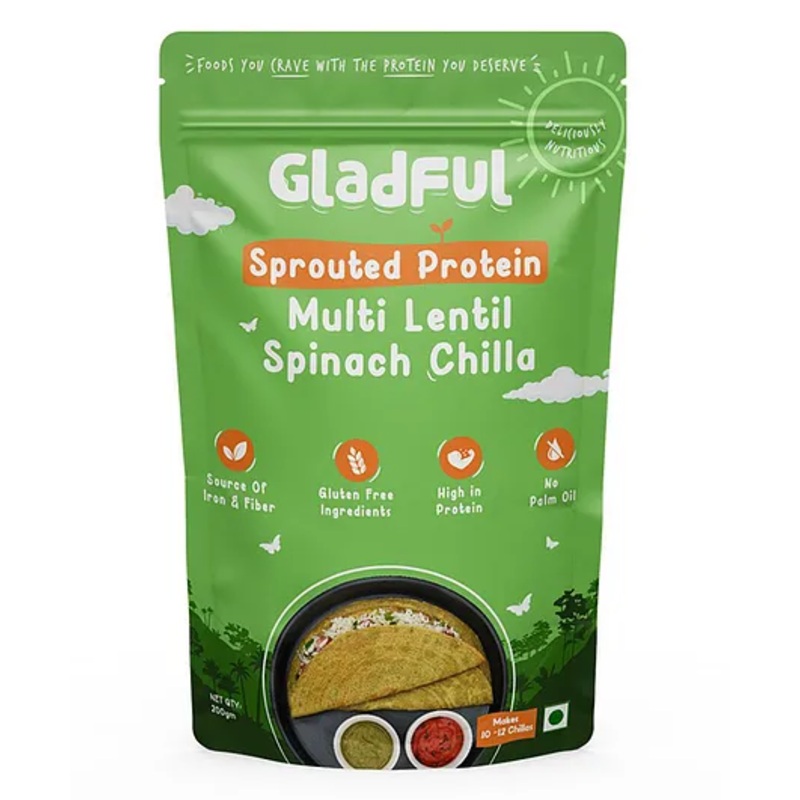 Gladful Sprouted Spinach Moong Instant Chilla Dosa Mix Pack Of  1 – 200 g