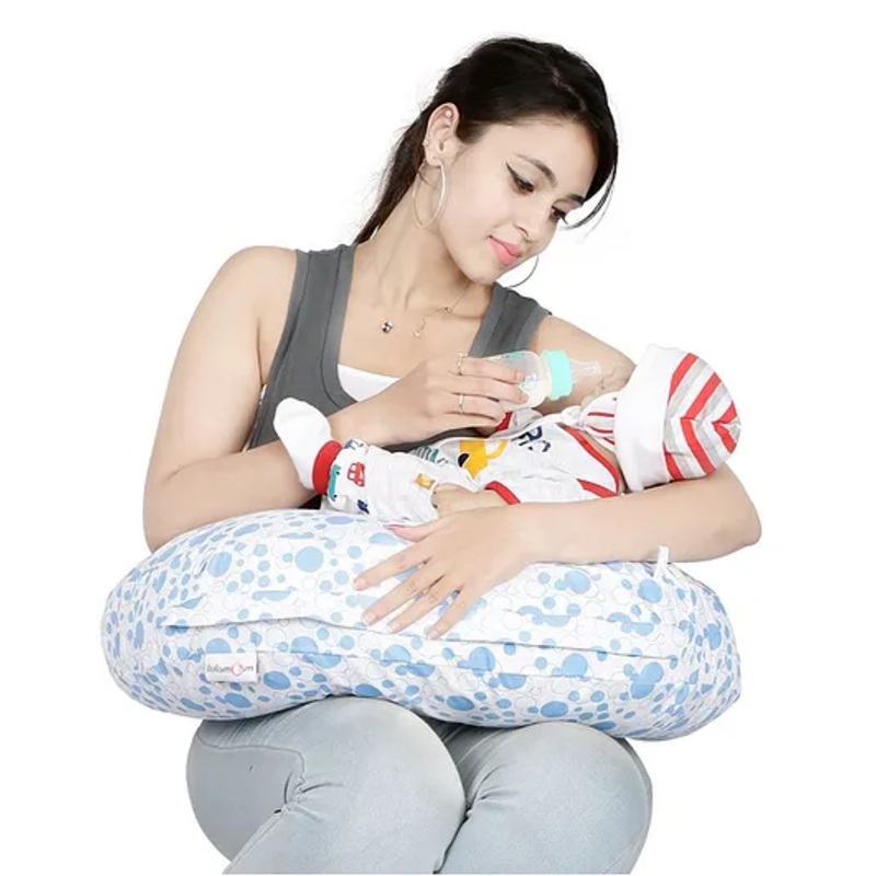 Lulamom Allergen Protected Nursing Pillow & Cover Printed – Blue