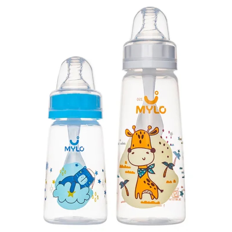 Mylo Baby Natural Feeding Bottle Slim Neck 125 ml and 250 ml Pack of 2 – 375 ml