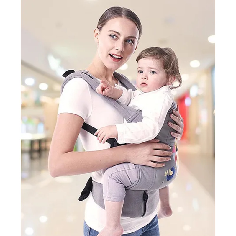 R for Rabbit Hug Me Elite Baby Carrier Ergonomic Kangaroo Bag | Adjustable Hip Seat Belt | Front & Back Carry Position for 6 Months to 2 Years Kids (Grey)