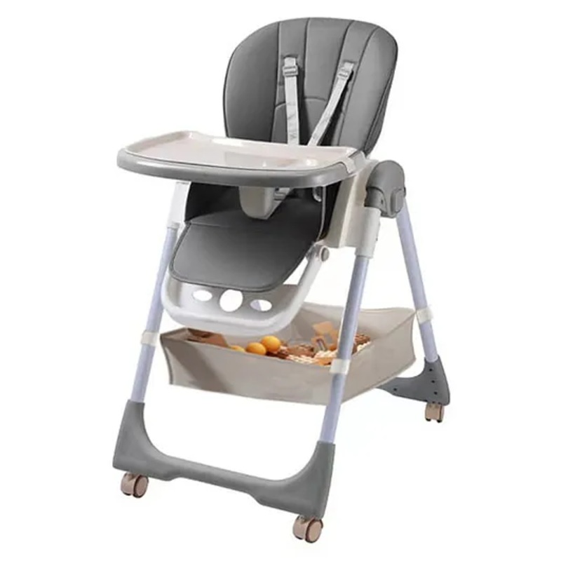 StarAndDaisy Galaxy Star Baby High Chair Foldable Feeding Chair Strong Dining Chair for baby with height adjustment with storage basket- Grey