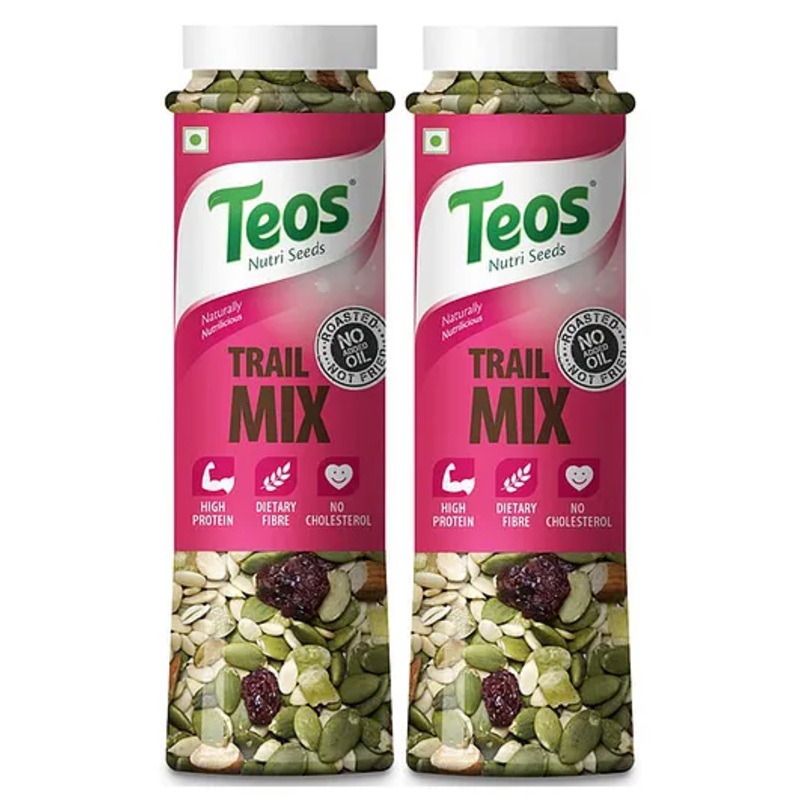 Teos Trail Mix 6 in 1 Roasted And Salted (Almonds, Cranberry, Mix seeds & dried Pineapple) Pack of 2-260 g