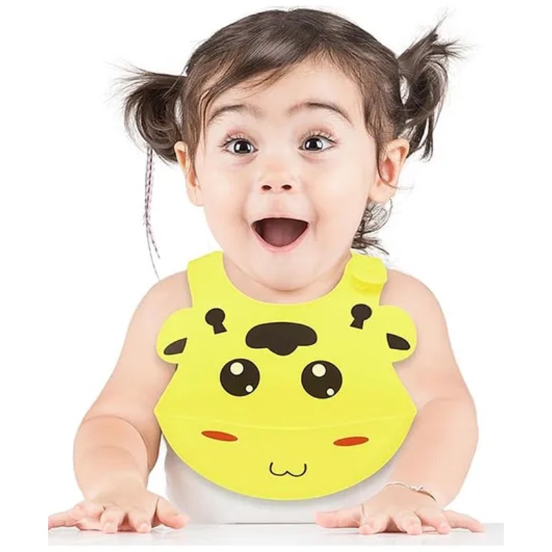 THE LITTLE LOOKERS Waterproof Silicone Feeding Bib With Adjustable Strap – Yellow