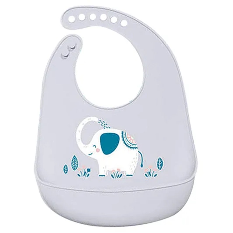 Thread Fairy Silicone Feeding Bib Elephant – Light Grey