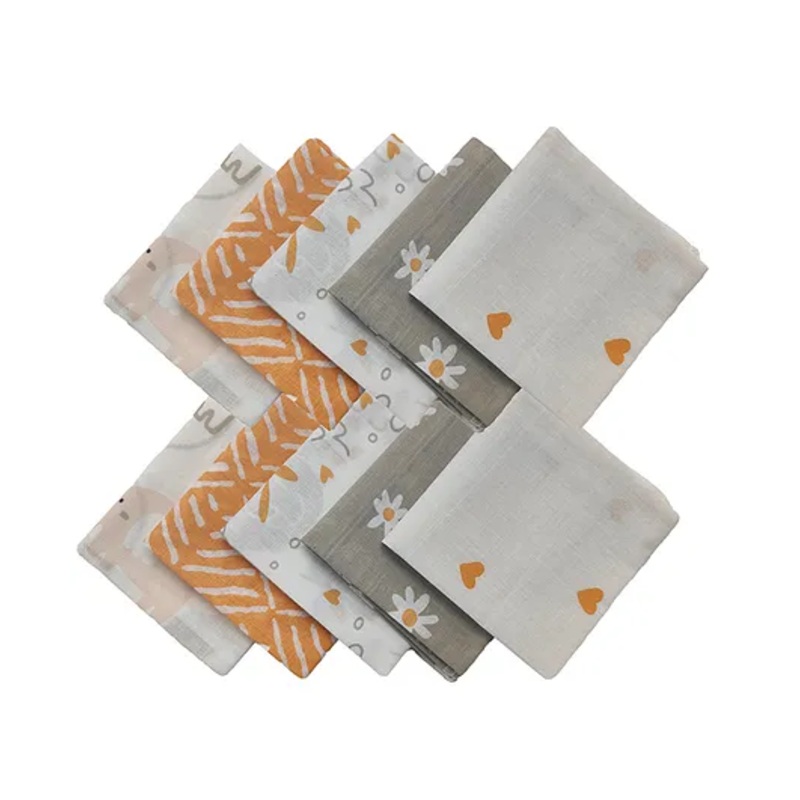 Trance Home Linen Super Soft Cotton Thin Malmal Face Towels Terra Tots – Pack of 10 pcs)