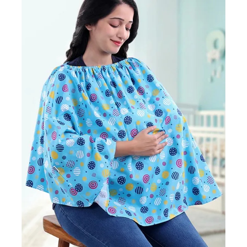 ZOE Multi Purpose Cotton Breast Feeding Nursing Cover circle print- Blue