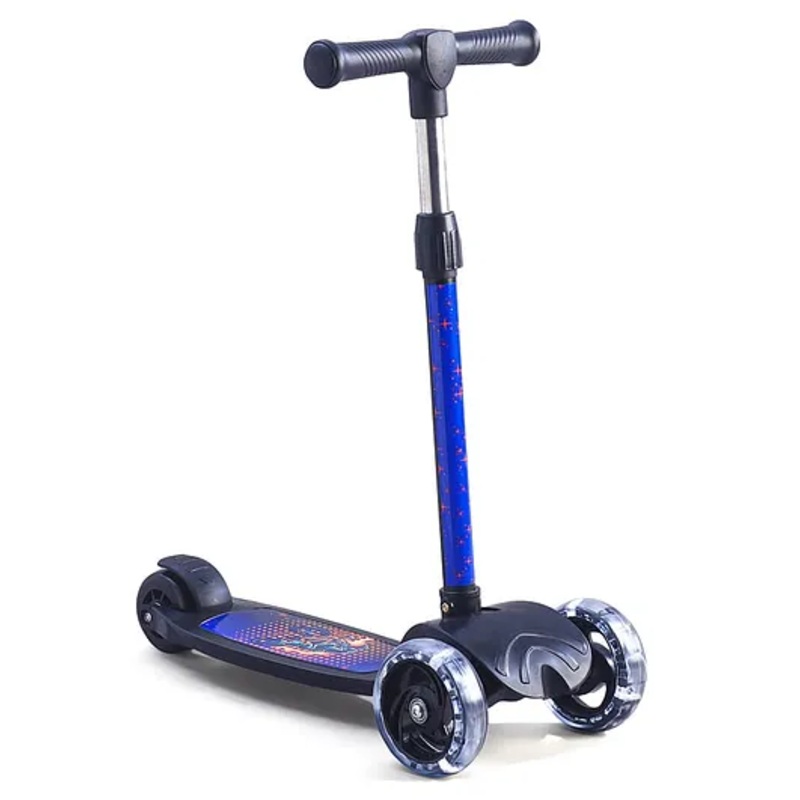 3 Wheel Foldable Kids Scooter With LED Lights & 4 Level Adjustable Handle Bar – Black