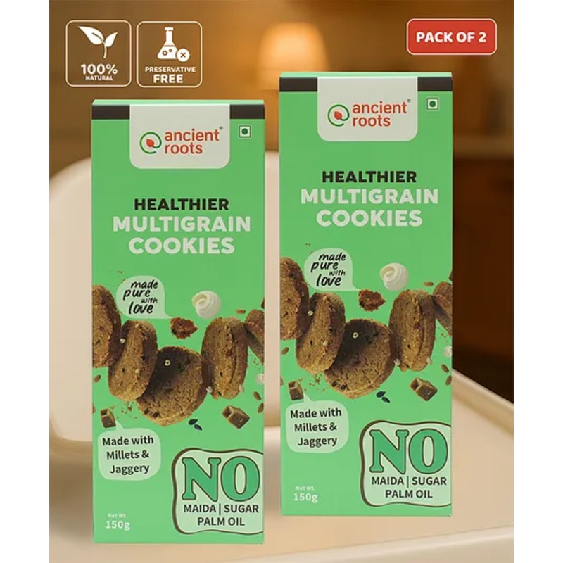 Ancient Roots Multigrain Cookies |Namkeen Cookies Pack Of 2 ( 150 g Each )