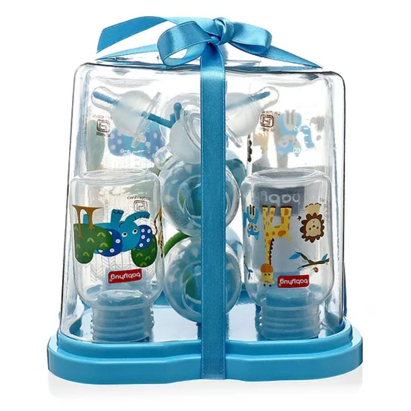 Babyhug Feeding Bottle Pack of 4 With Drying Rack Blue – 2 x 125 ml, 2 x 250 ml