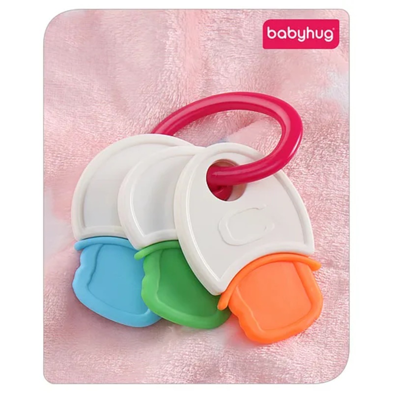 Babyhug Non Toxic BPA Free Key Shaped Teether|Easy to Grip|Fits in Mouth, Stimulates and Massages Sore Gums|Gifting Toy| Child Safe Material| BIS Certified| 0 Months+