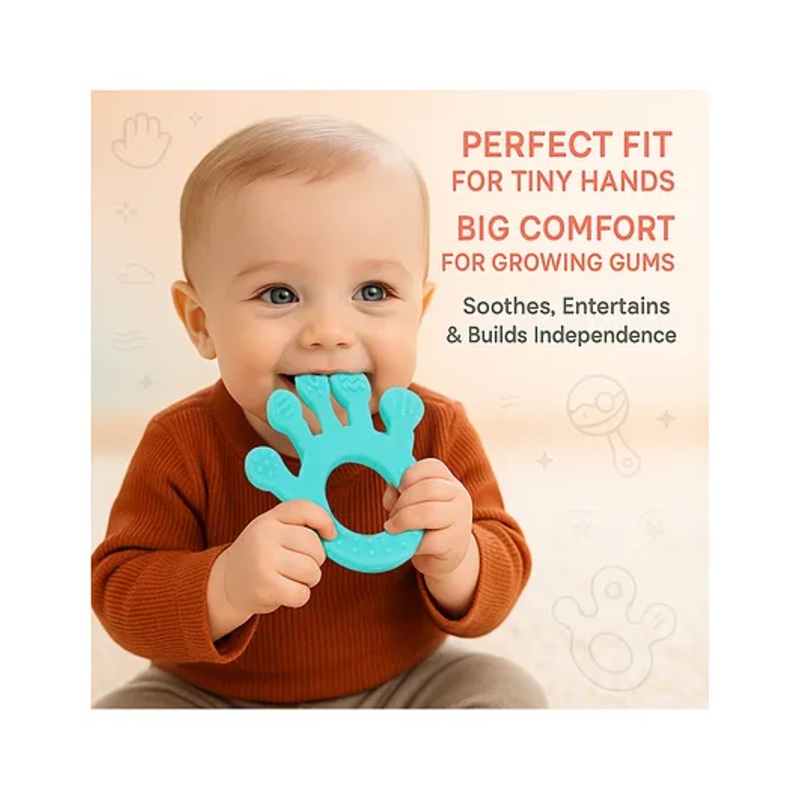 Babykins Palm Shaped Silicone Teether Blue