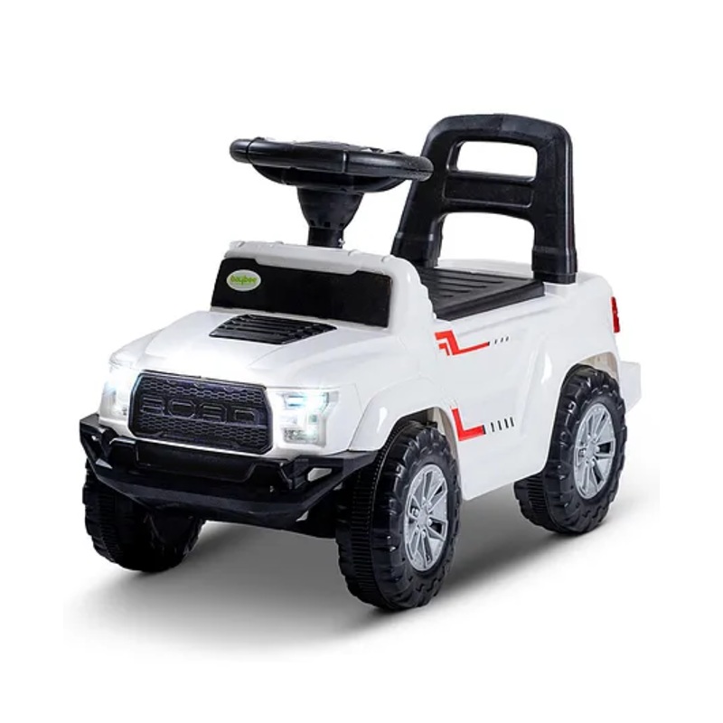 Baybee Roady Manual Push Ride On Car for Kids with LED Light High Backrest Storage & Horn – White