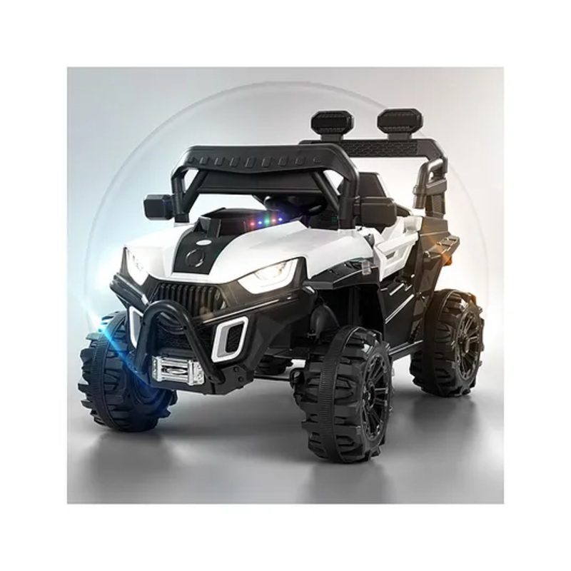 Baybee Roger Battery Operated Jeep for Kids, Ride on Toy Kids Car with Light & Music, Baby Big Jeep Rechargeable Battery Car, Electric Jeep Car for Kids – White