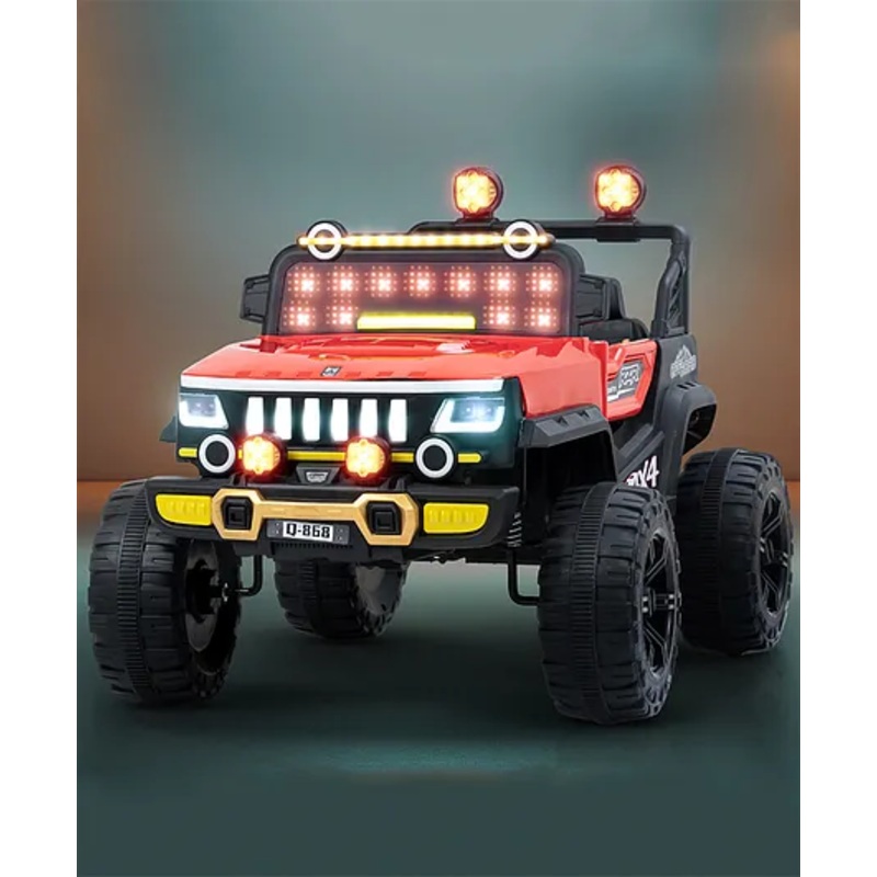 Baybee Speedster Battery Operated Jeep for Kids, Ride on Toy Kid Car with RGB Windshield Light, Bluetooth & Music | Electric Jeep Battery Cars | Baby Big Car for Kids (Red)