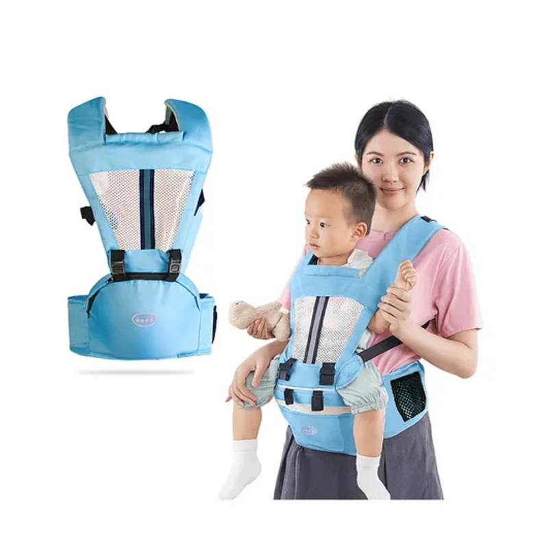 Bembika Baby Carrier Newborn to Toddler with Hip Seat Multiple Positions Soft Baby Holder Kangaroo Bag Sling Carrier For All Seasons Infant Carrier – Sea Green
