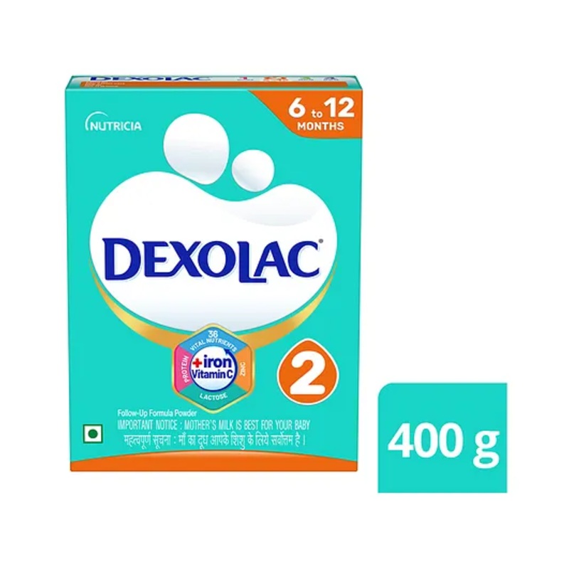 Dexolac Stage 2 Infant Formula 400gm – Follow-Up Milk Powder 6-12M, Brain & Bone Development