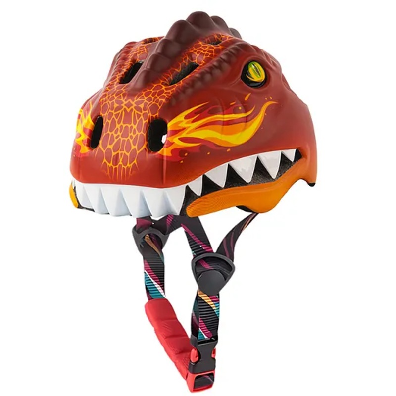 Headzup Firestorm Dinosaur 3D Cycling Skating Helmet | Age 3-12 | Adjustable Size (Orange)