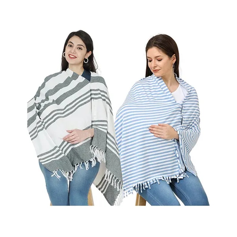 Nene Mother’s Multi g Purpose Large Size Nursing Feeding Scarf Wrap Stole Solid Pack of 2 – Green & Sky Blue