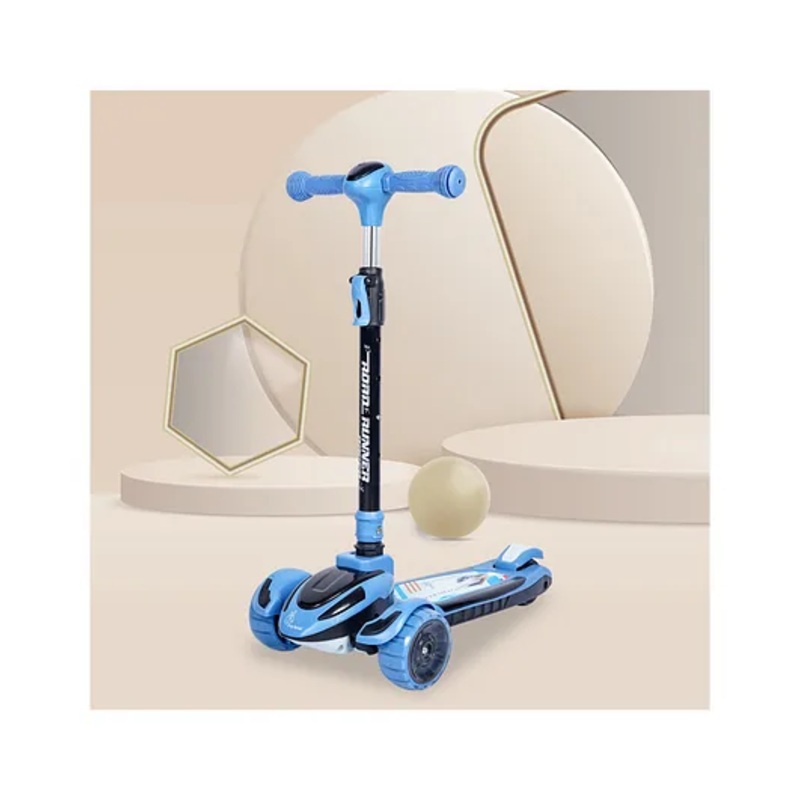 R for Rabbit Road Runner Racer Scooter for Kids of 3+ Years Age, 4 Level Height Adjustment Scooter for Kidswar, PU LED Wheels & Weight Capacity Upto 75 kgs Kick Scooter(Blue Black)