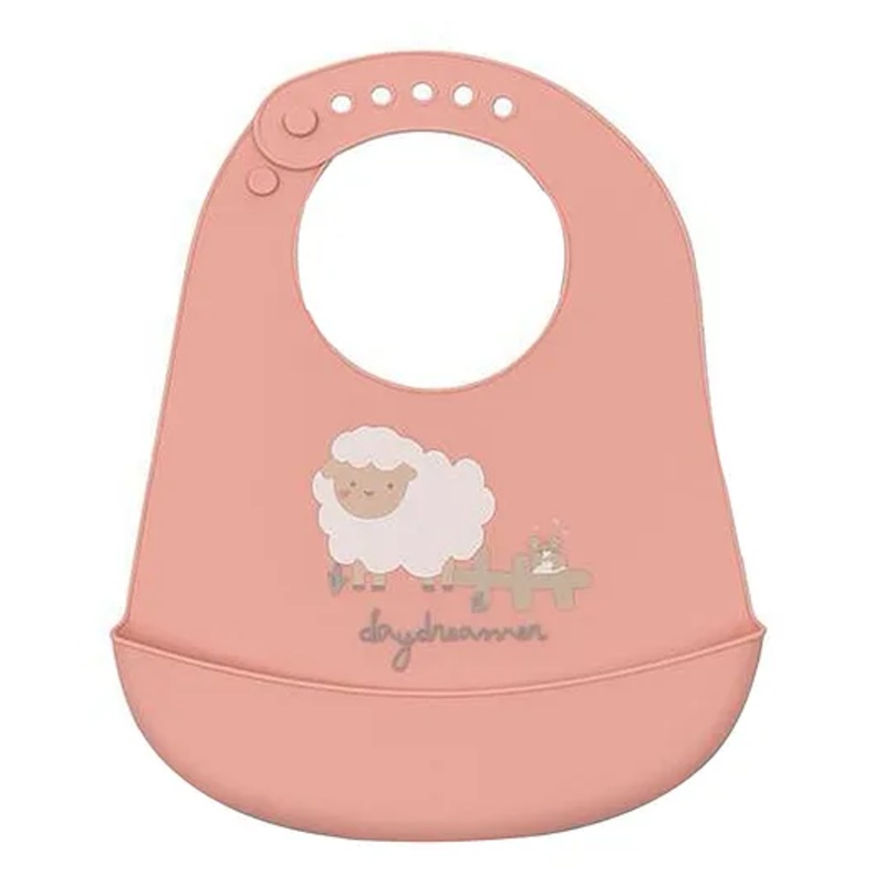 SAFE-O-KID Premium Silicone Baby Bib Lightweight, Foldable, Non-Toxic Bib with Spill-Proof, Adjustable, Soft, Easy-to-Clean Feeding Bib for toddlers, Peach